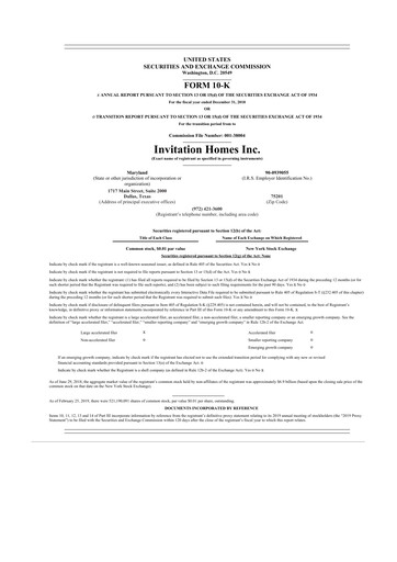 Miniature Invitation Homes
 10-K Rapport annuel 2018