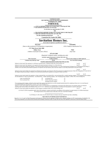 Miniature Invitation Homes
 10-K Rapport annuel 2020