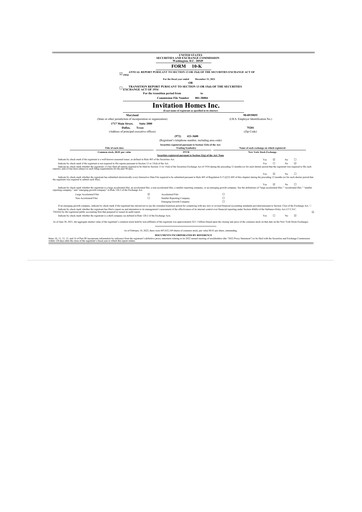 Miniature Invitation Homes
 10-K Rapport annuel 2021