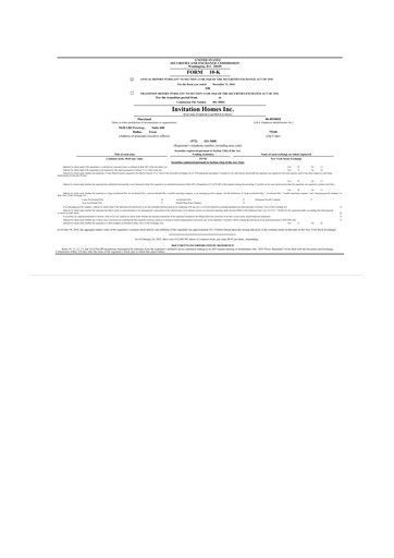 Miniature Invitation Homes
 10-K Rapport annuel 2024