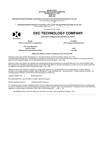 Thumbnail DXC Technology
 10-Q Quarterly Report FY2018 
