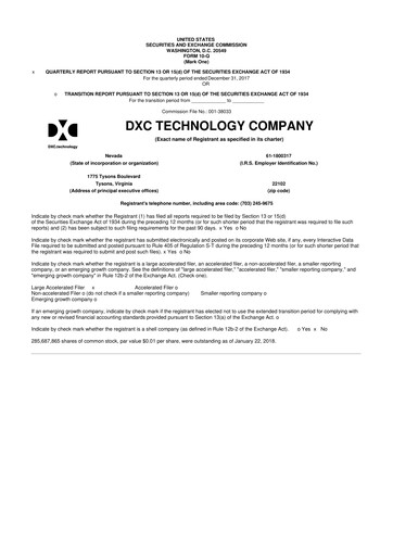 Thumbnail DXC Technology
 10-Q Quarterly Report FY2018 