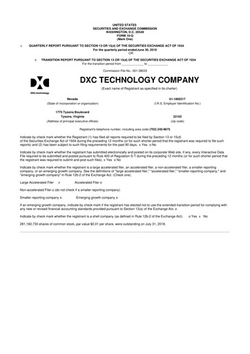 Thumbnail DXC Technology
 10-Q Quarterly Report FY2019 