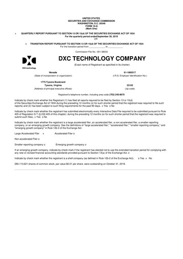 Thumbnail DXC Technology
 10-Q Quarterly Report FY2019 