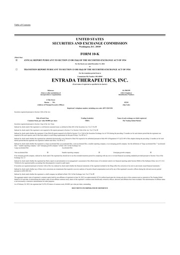 Thumbnail Entrada Therapeutics 10-K Annual Report 2022