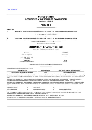 Thumbnail Entrada Therapeutics 10-Q Quarterly Report FY2024 
