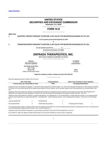 Thumbnail Entrada Therapeutics 10-Q Quarterly Report FY2025 