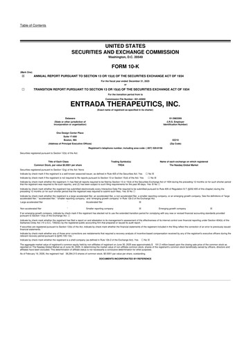 Thumbnail Entrada Therapeutics 10-K Annual Report 2025