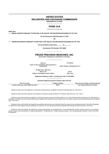 Thumbnail Praxis Precision Medicines 10-K Annual Report 2021