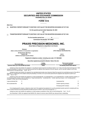 Thumbnail Praxis Precision Medicines 10-Q Quarterly Report FY2023 