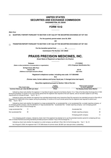 Thumbnail Praxis Precision Medicines 10-Q Quarterly Report FY2024 