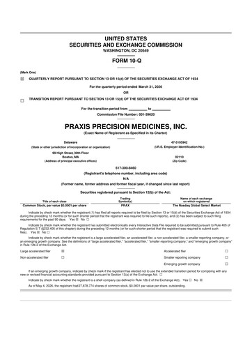 Thumbnail Praxis Precision Medicines 10-Q Quarterly Report FY 