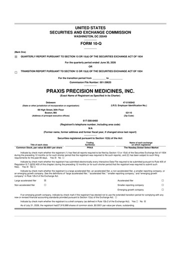 Thumbnail Praxis Precision Medicines 10-Q Quarterly Report FY2026 
