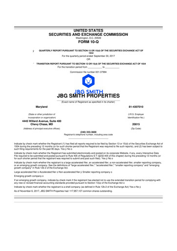 Vorschaubild JBG SMITH
 10-Q Quartalsbericht 2017 