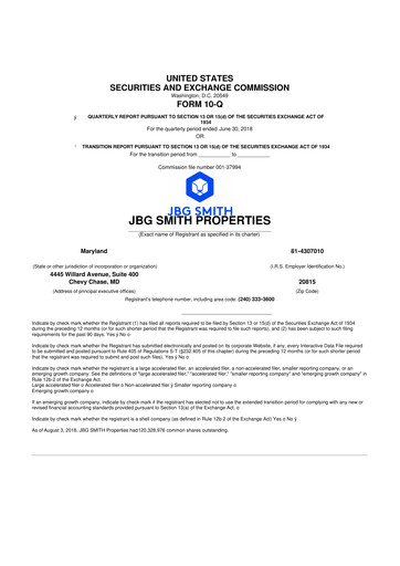 Vorschaubild JBG SMITH
 10-Q Quartalsbericht 2018 