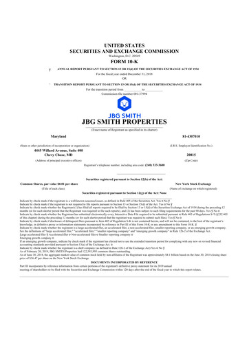 Vorschaubild JBG SMITH
 10-K Jahresbericht 2018