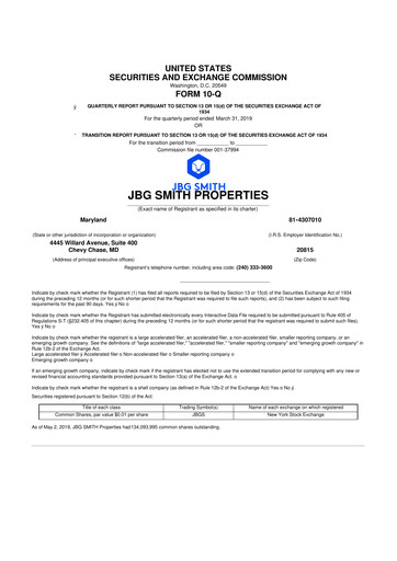 Vorschaubild JBG SMITH
 10-Q Quartalsbericht 2019 