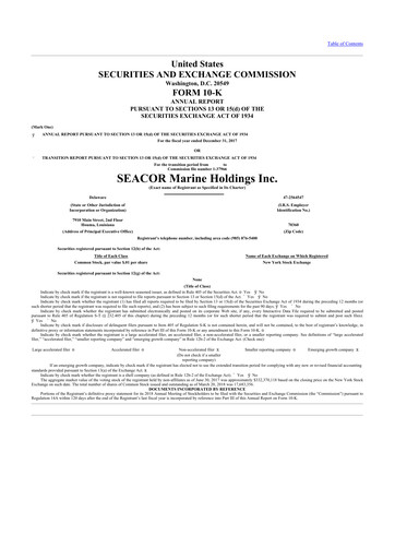 Miniature SEACOR Marine 10-K Rapport annuel 2017