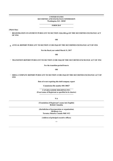 Thumbnail Canada Goose
 20-F Annual Report 