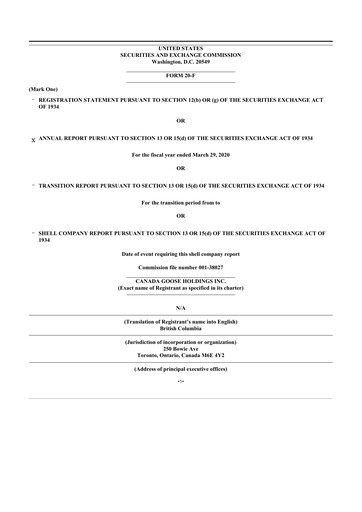 Thumbnail Canada Goose
 20-F Annual Report 2020