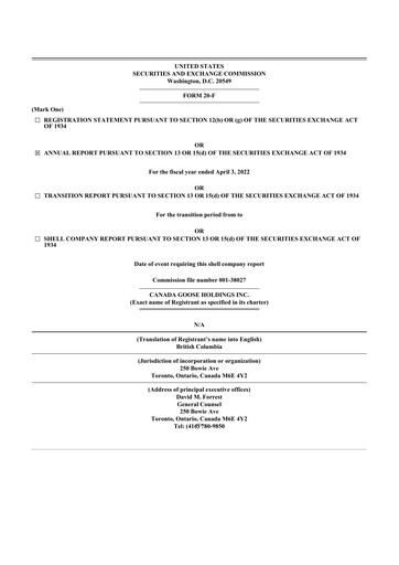 Thumbnail Canada Goose
 20-F Annual Report 2022