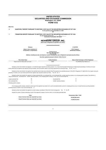 Miniature Newmark 10-Q Rapport trimestriel 2020 