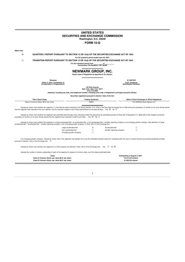 Miniature Newmark 10-Q Rapport trimestriel 2021 