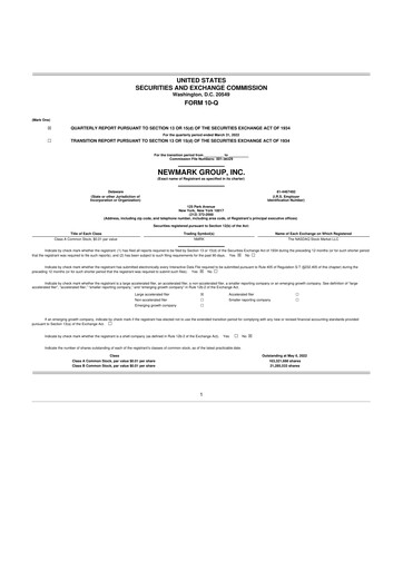 Miniature Newmark 10-Q Rapport trimestriel 2022 