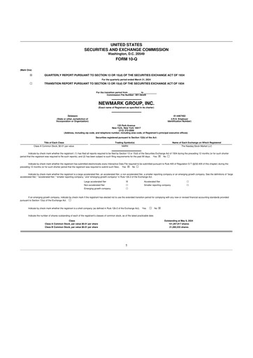 Miniature Newmark 10-Q Rapport trimestriel 2024 