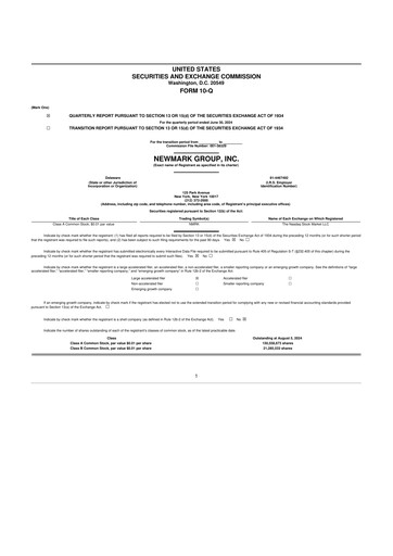 Miniature Newmark 10-Q Rapport trimestriel 2024 