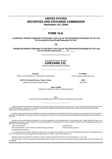 Vorschaubild Carvana 10-Q Quartalsbericht 2018 