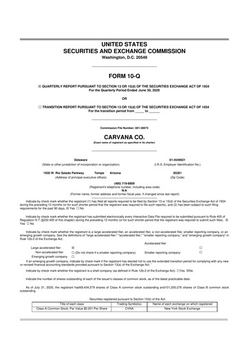 Vorschaubild Carvana 10-Q Quartalsbericht 2020 