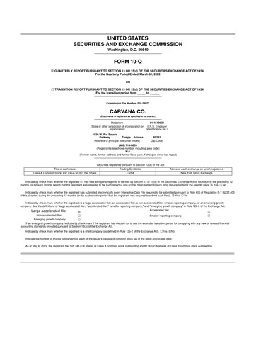 Vorschaubild Carvana 10-Q Quartalsbericht 2022 