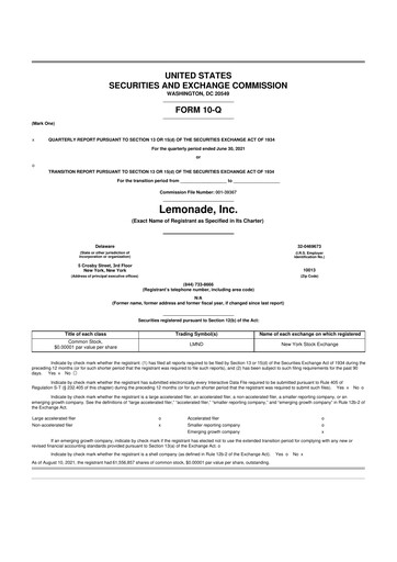 Thumbnail Lemonade 10-Q Quarterly Report FY2021 