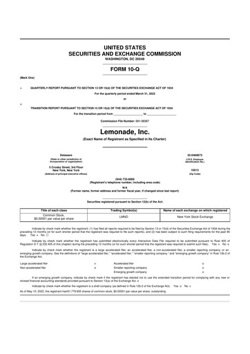 Thumbnail Lemonade 10-Q Quarterly Report FY2022 