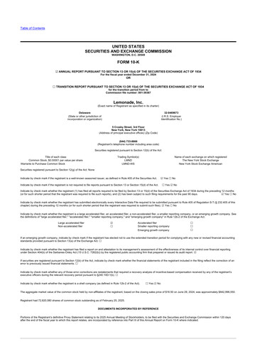Miniature Lemonade 10-K Rapport annuel 2024