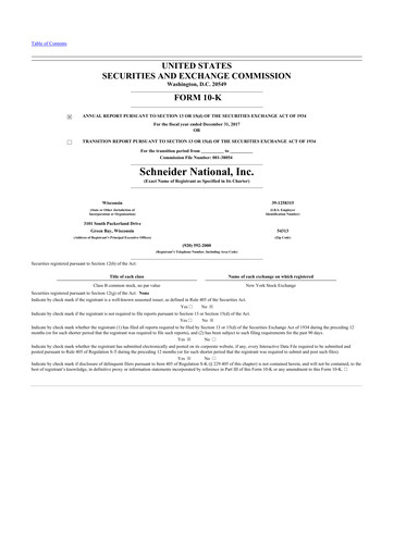 Thumbnail Schneider National 10-K Annual Report 2017