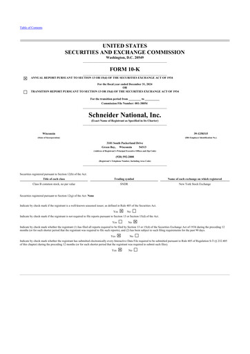 Thumbnail Schneider National 10-K Annual Report 2024