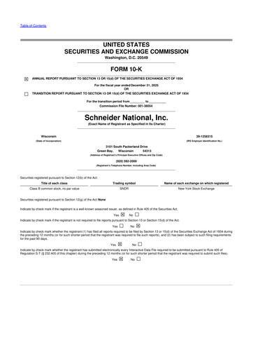 Thumbnail Schneider National 10-K Annual Report 2025