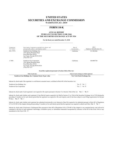 Thumbnail Southwest Gas
 10-K Annual Report 