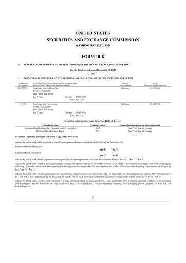 Thumbnail Southwest Gas
 10-K Annual Report 