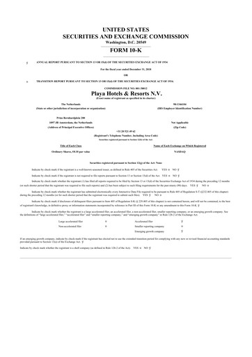 Thumbnail Playa Hotels & Resorts 10-K Annual Report 2018