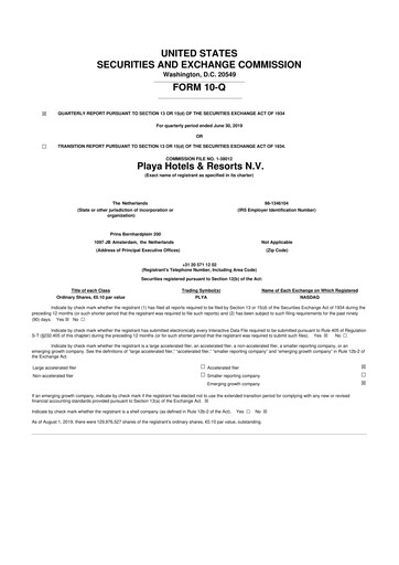 Vorschaubild Playa Hotels & Resorts 10-Q Quartalsbericht 2019 