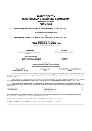 Vorschaubild Playa Hotels & Resorts 10-Q Quartalsbericht 2020 