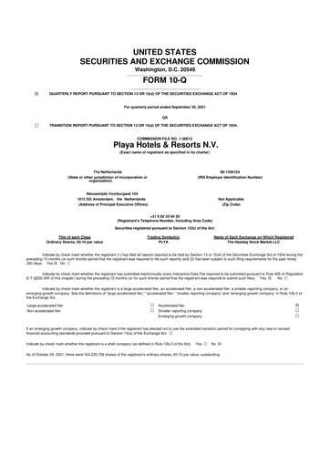 Vorschaubild Playa Hotels & Resorts 10-Q Quartalsbericht 2021 