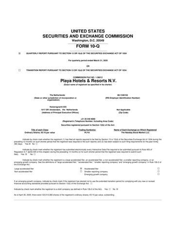 Vorschaubild Playa Hotels & Resorts 10-Q Quartalsbericht 2025 