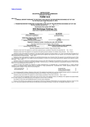 Thumbnail NCS Multistage 10-K Annual Report 2018