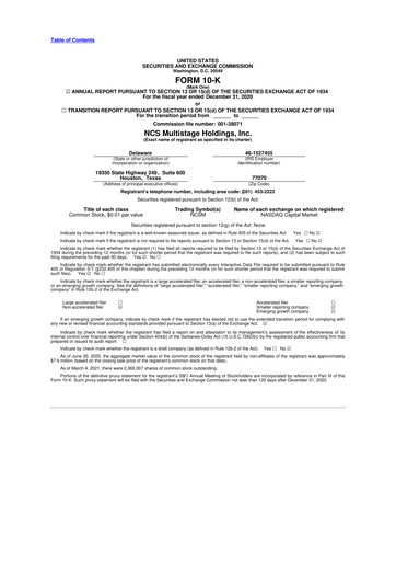 Thumbnail NCS Multistage 10-K Annual Report 2020