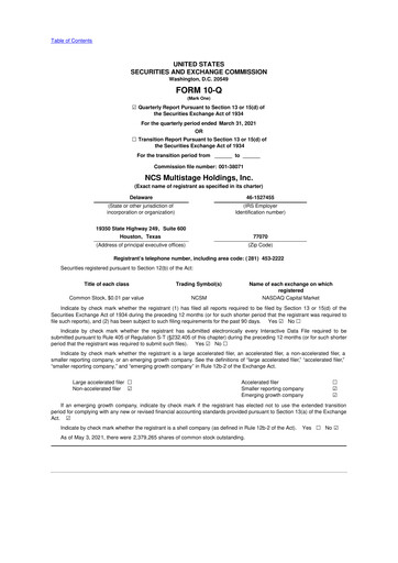 Vorschaubild NCS Multistage 10-Q Quartalsbericht 2021 