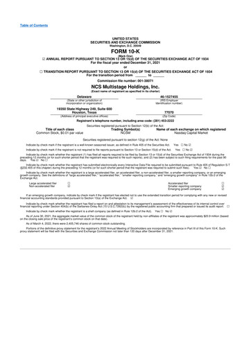Thumbnail NCS Multistage 10-K Annual Report 2021
